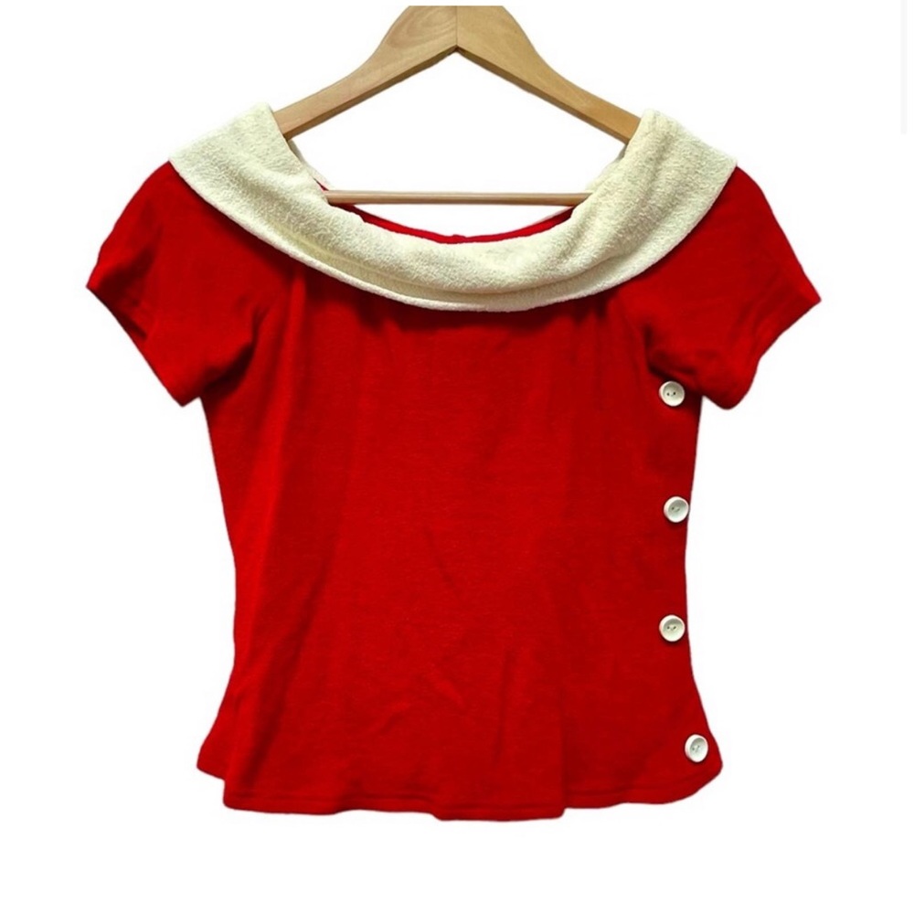 Joseph Ribkoff Red Top with Cream Collar